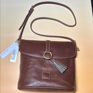 Dooney & Bourke Large Dottie Chestnut Brown Leather Crossbody Bag NWT